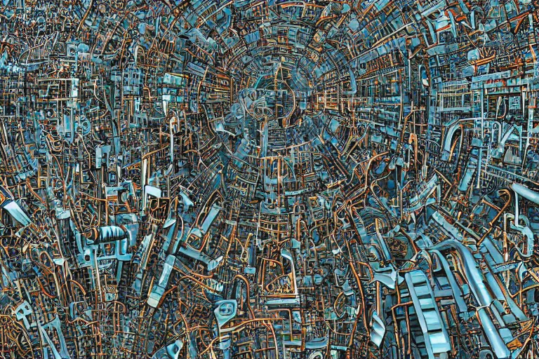 Image similar to high quality detailed 16k panoramic view of biomechanical space city