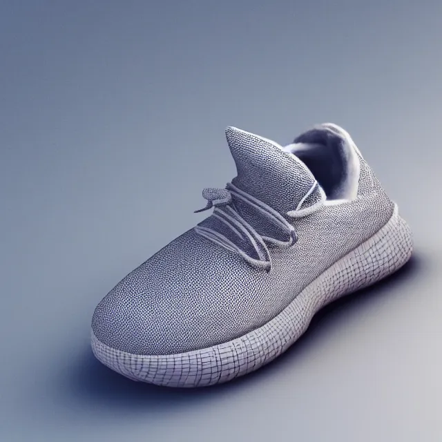 Image similar to ultra realistic fluffy sneakers designed by balenciaga, dark cinematic, volumetric, realistic, 3 d render, cinematic lighting, ray tracing, cinematic, unreal engine 5, unreal engine render, octane render, hyper realistic, photo, 8 k