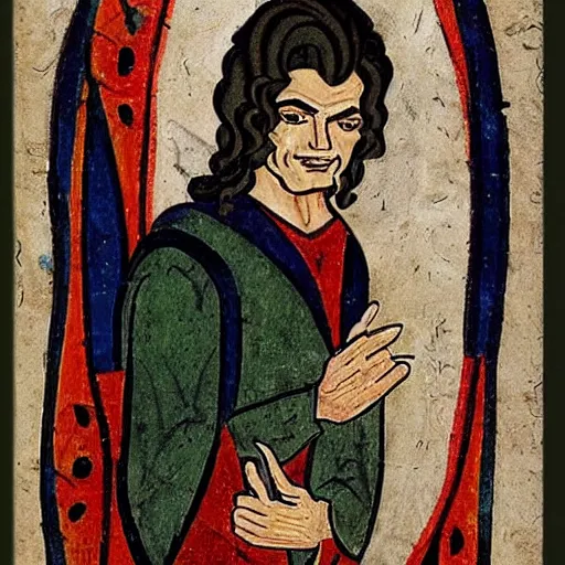 Prompt: medieval manuscript art of michael jackson