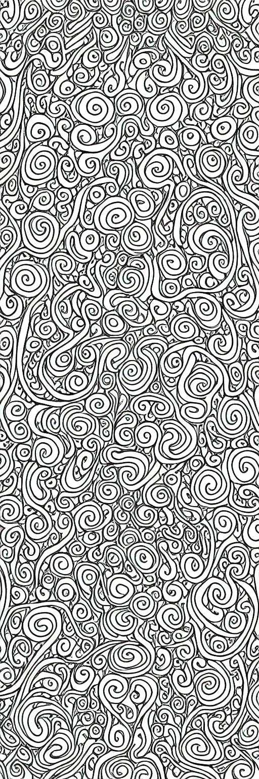 Image similar to black and white fractals, outline, intricate, coloring page, white background