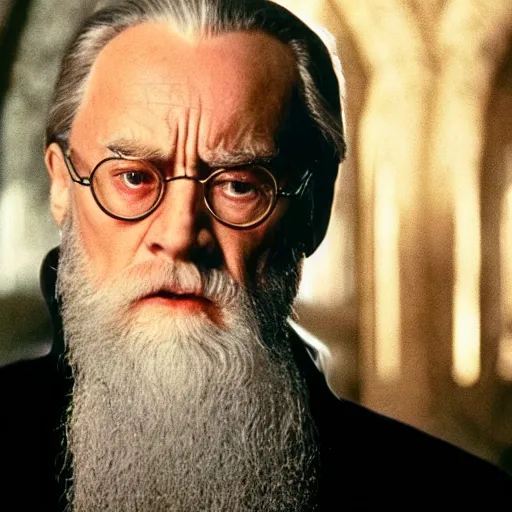 Image similar to Movie still of Albus Dumbledore in Matrix with shades