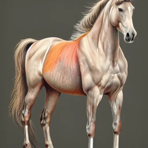 Prompt: a colored pencil drawing of an full body horse by jaramillo adonna khare and marco mazzoni and diego fazio and dirk dzimirsky, wide angle, pastel color, highly detailed, realistic graphite, artstation, 4 k, realism, photorealism, fine art