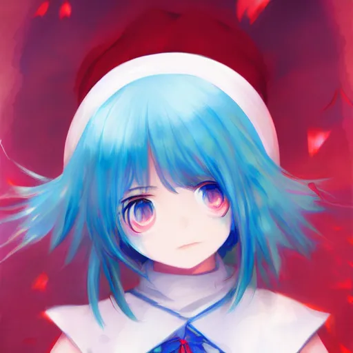 Image similar to full headshot portrait of Cirno from Touhou, drawn by WLOP, by Avetetsuya Studios, attractive character, colored sketch anime manga panel, Cirno from Touhou, trending on artstation