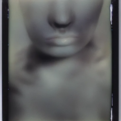 Prompt: a liquid porcelain portrait of a girl face melt down, realistic detailed photography polaroid