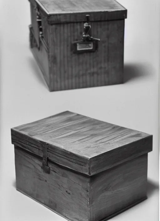 Prompt: realistic photo of cloud in a wooden box, front view, grain 1 9 9 0, life magazine reportage photo, metropolitan museum photo