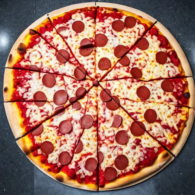 Prompt: aerial drone photo of the world's largest pizza