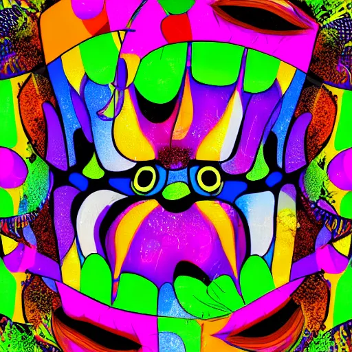 Image similar to Portrait of a colorful happy joyful clown, crazy, digital art masterpiece