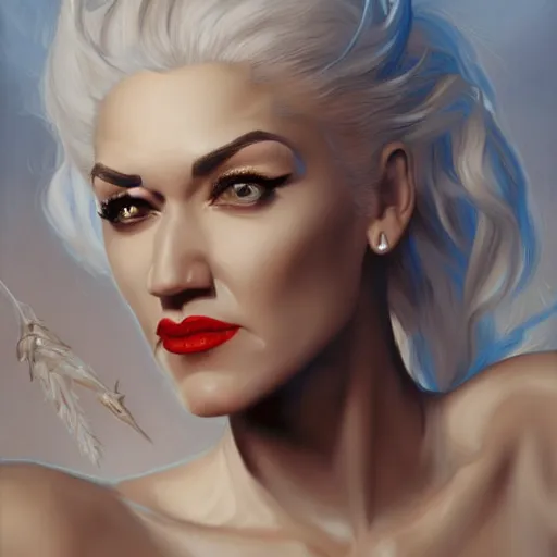 Image similar to Digital painting of Gwen Stefani as Lucifer by Alexandre Cabanel, hyperdetailed, artstation, cgsociety, 8k