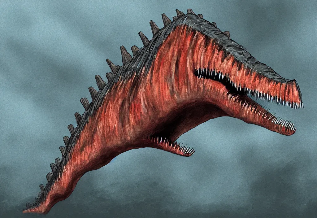 Image similar to very detailed digital painting of a spinosaurus