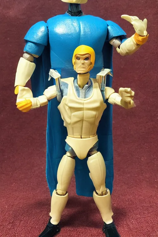 Image similar to 1 9 8 6 kenner action figure, 5 points of articulation, perfect human proportions, sci fi, 8 k resolution, high detail, front view, t - pose, space, star, he - man, gi joe, he man, warhammer 4 0 0 0