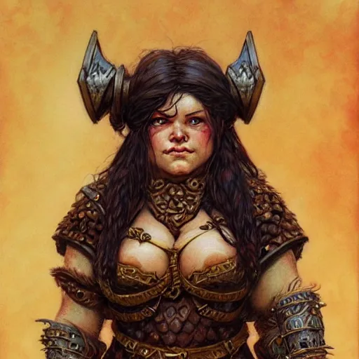 Image similar to portrait painting of a dwarven berserker woman, sharp focus, award - winning, trending on artstation, masterpiece, highly detailed, intricate. art by rebecca guay