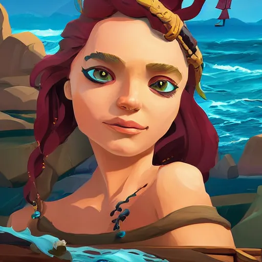 Image similar to painting jack the pirate mermaid on sea of thieves game avatar hero smooth face median photoshop filter cutout vector behance hd by jesper ejsing, by rhads, makoto shinkai and lois van baarle, ilya kuvshinov, rossdraws, illustration, art by ilya kuvshinov and gustav klimt