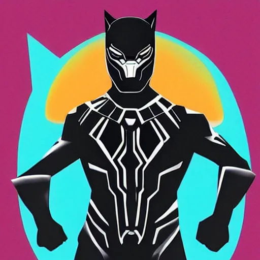 Prompt: incredible geometric pop culture illustrations black panther