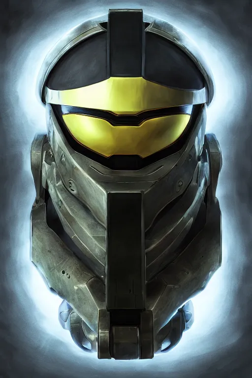 Image similar to robot ninja mask helmet halo master chief radiating a glowing aura global illumination ray tracing hdr fanart arstation by ian pesty and katarzyna da „ bek - chmiel