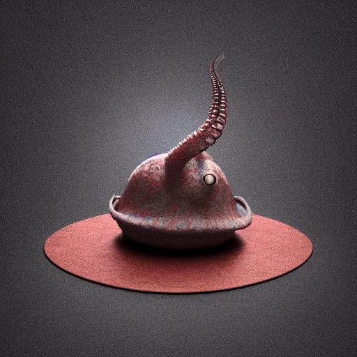 Image similar to hyperrealistic dslr film still of anthropomorphic cephalopod wearing a hat, stunning 8 k octane comprehensive 3 d render, inspired by istvan sandorfi & greg rutkowski & unreal engine, perfect symmetry, dim volumetric cinematic lighting, extremely hyper - detailed, extremely lifelike attributes & lifelike texture, intricate, masterpiece, artstation, stunning