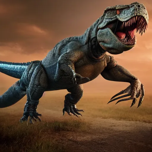 Image similar to Studio photograph of Donald Trump riding a full body T-Rex, ultra realistic, concept art, intricate details, highly detailed, photorealistic, octane render, 8k, unreal engine,