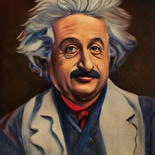 Prompt: silk einstein portrait