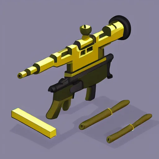 Prompt: isometric concept art of sniper gun that look like a toy, digital art