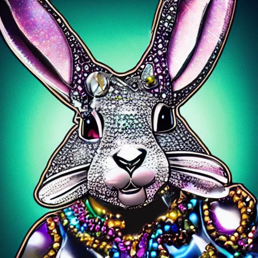 Image similar to blinged out rabbit, rap album cover, detailed, 4 k