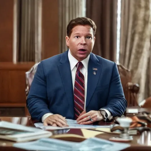 Prompt: Cinematic still of Florida Governor Ron DeSantis in a political thriller, Man of the Year