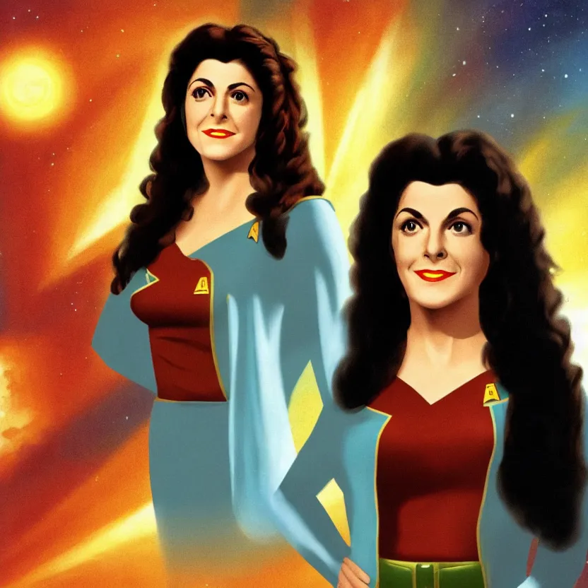 Prompt: young deanna troi in the style of midjourney