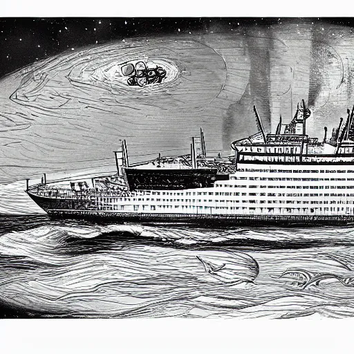 Image similar to Russian ship of the 22nd century very detailed drawing style, epic style