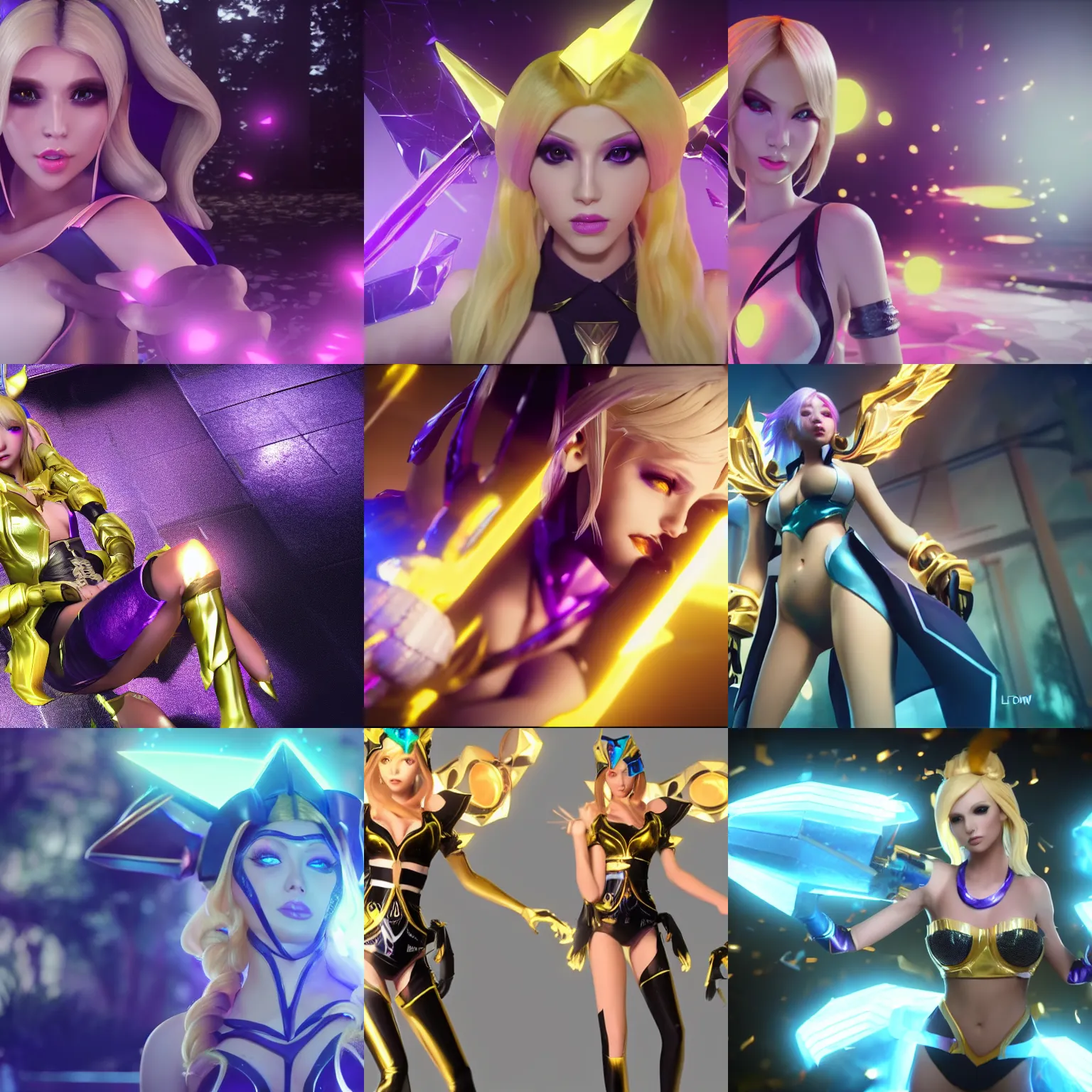 Prompt: a still of Lux (League of Legends) in a KDA music video, 3d render, octane render, 4K resolution