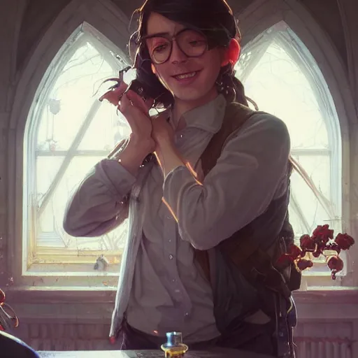 Image similar to Highly detailed portrait of a teacher freaking out at students, Stephen Bliss, unreal engine, fantasy art by Greg Rutkowski, Loish, Rhads, ferdinand knab, Makoto Shinkai and Lois van baarle, ilya kuvshinov, rossdraws, Tom Bagshaw, alphonse mucha, global illumination, radiant light, detailed and intricate environment