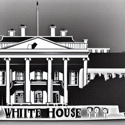 Image similar to white house in the style of the movie 1 9 8 4 designed by h. r. giger