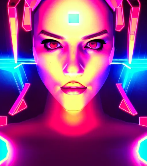 Image similar to symmetry!! latin princess of technology, solid cube of light, hard edges, product render retro - futuristic poster scifi, lasers and neon circuits, beautiful woman latin princess, intricate, elegant, highly detailed, digital painting, artstation, concept art, smooth, sharp focus, illustration, dreamlike, art by artgerm