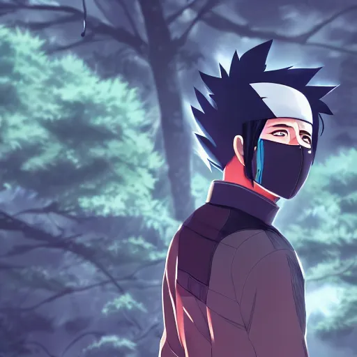 Prompt: kakashi hatake, park landscape, 4k resolution illustration, anime key visual, lois van baarle, ilya kuvshinov, rossdraws, artstation