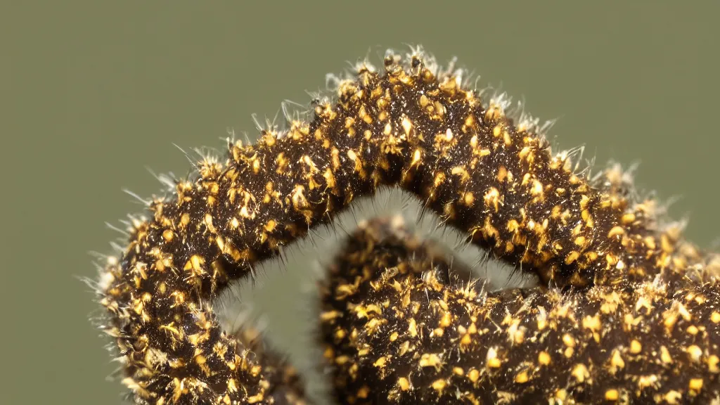 Prompt: a Macro lens photo of a caterpillar being born
