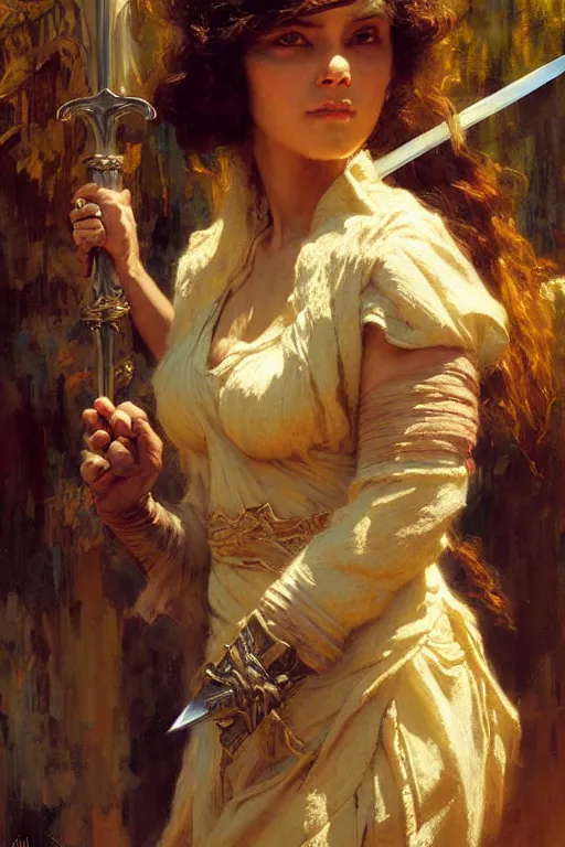 Prompt: sword maid, highly detailed painting by gaston bussiere, craig mullins, j. c. leyendecker 8 k