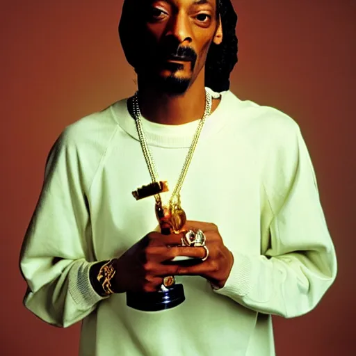 Prompt: Snoop Dogg holding a lamp for a 1990s sitcom tv show, Studio Photograph, portrait, C 12.0