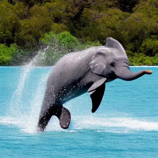 Prompt: half dolphin half elephant