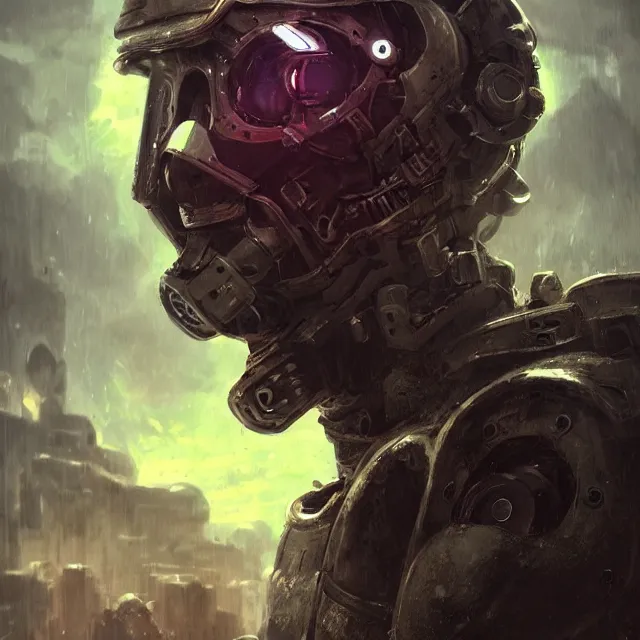 Prompt: a rugged engineer super mario with cybernetic enhancements, scifi character portrait by greg rutkowski, esuthio, craig mullins, 1 / 4 headshot, cinematic lighting, dystopian scifi gear, gloomy, profile picture, mechanical, half robot, implants, steampunk