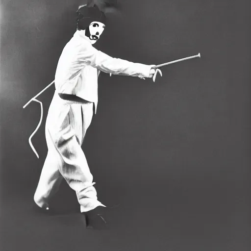 Image similar to Charlie Chaplin dancing, with hat, cane, shoes, moustache, 1920s vibes, black and white silent movie style, yellow infrared