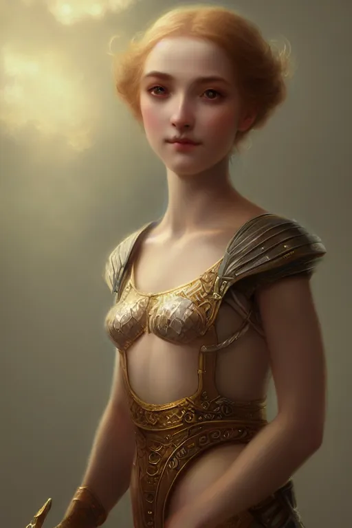 Prompt: a portrait of a female fantasy angle creature, bored, illustration, soft lighting, soft details, painting oil on canvas by Edmund Blair Leighton and Charlie Bowater octane render trending on artstation d&d characters, 4k, 8k, HD