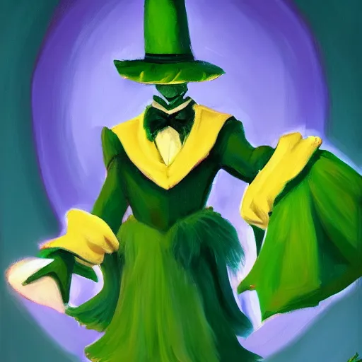 Prompt: a very elegant oil painting of ralsei from deltarune, oil painting, full body, smooth paint, magician, furry, underground, undertale