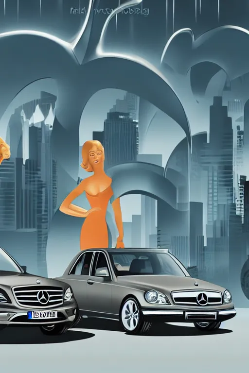 Image similar to advertising illustration for mercedes