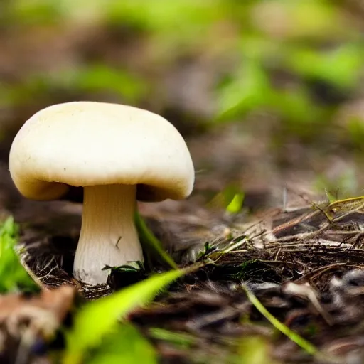 Prompt: a mushroom with a cap made of overlapping sharp teeth