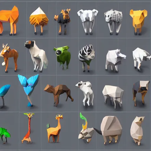 Image similar to low-poly animal 3d model pack