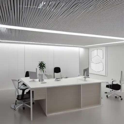 Image similar to architecture presentation in an modern white office, crowd of beautiful female designers in designer clothing critiquing eldritch balsa wood model with spotlight, highly detailed, white modern furniture, elegant, professionally lit