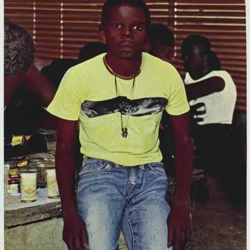 Image similar to A Jamaican cybersniper, portrait, by Jamel Shabazz