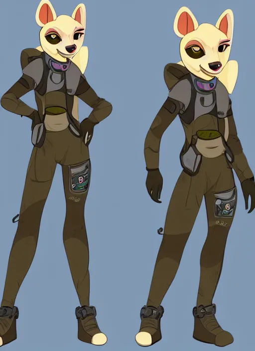 Image similar to digital detailed full body of anthromorphic female hyena, in style of zootopia, zootopia, zootopia, fursona, furry, furaffinity, 4 k, deviantart, furry art, fursona art, wearing astronaut outfit, in style of zootopia, hyena fursona, cyberpunk, female, detailed feminine face,