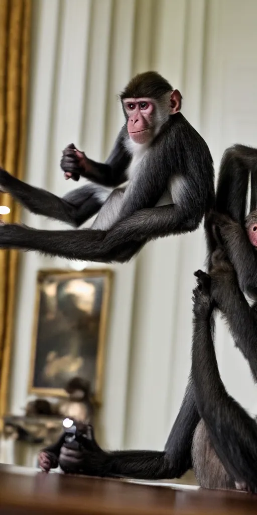 Image similar to a monkey in the white house, high quality image