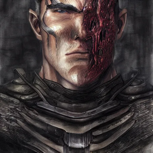 Image similar to portrait of guts from berserk,, extremely detailed, made by wlop and maxwell boas