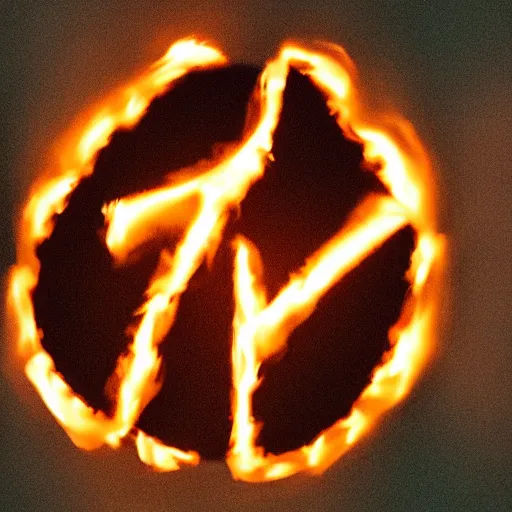Image similar to fire peace sign, photography, highly detailed, high quality, 8 k, soft lighting,