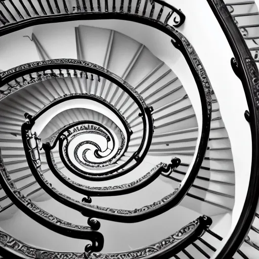 Prompt: staircase, house staircase, da vinci staircase, beauty, room, divine expression, expressionism, paradox, pain, suffering, logos, staircase of personal myth, absolute beauty