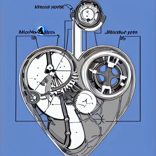 Image similar to A mechanical heart, diagram